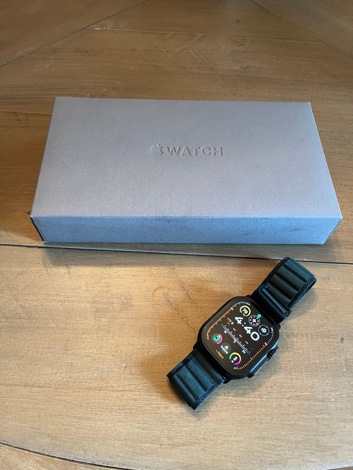 Apple Watch Ultra 2, Black Titanium w/ Dark Green Alpine Loop