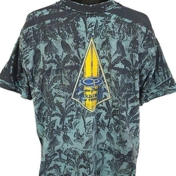 Ocean Pacific OP Surfer T Shirt Vintage 90s All Over Print Hula Dancers Luau XL
