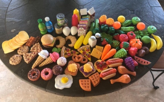 Kids Pretend Food Kitchen Kit Easy Fake Toys Play Baking Party Farmers Bakery De