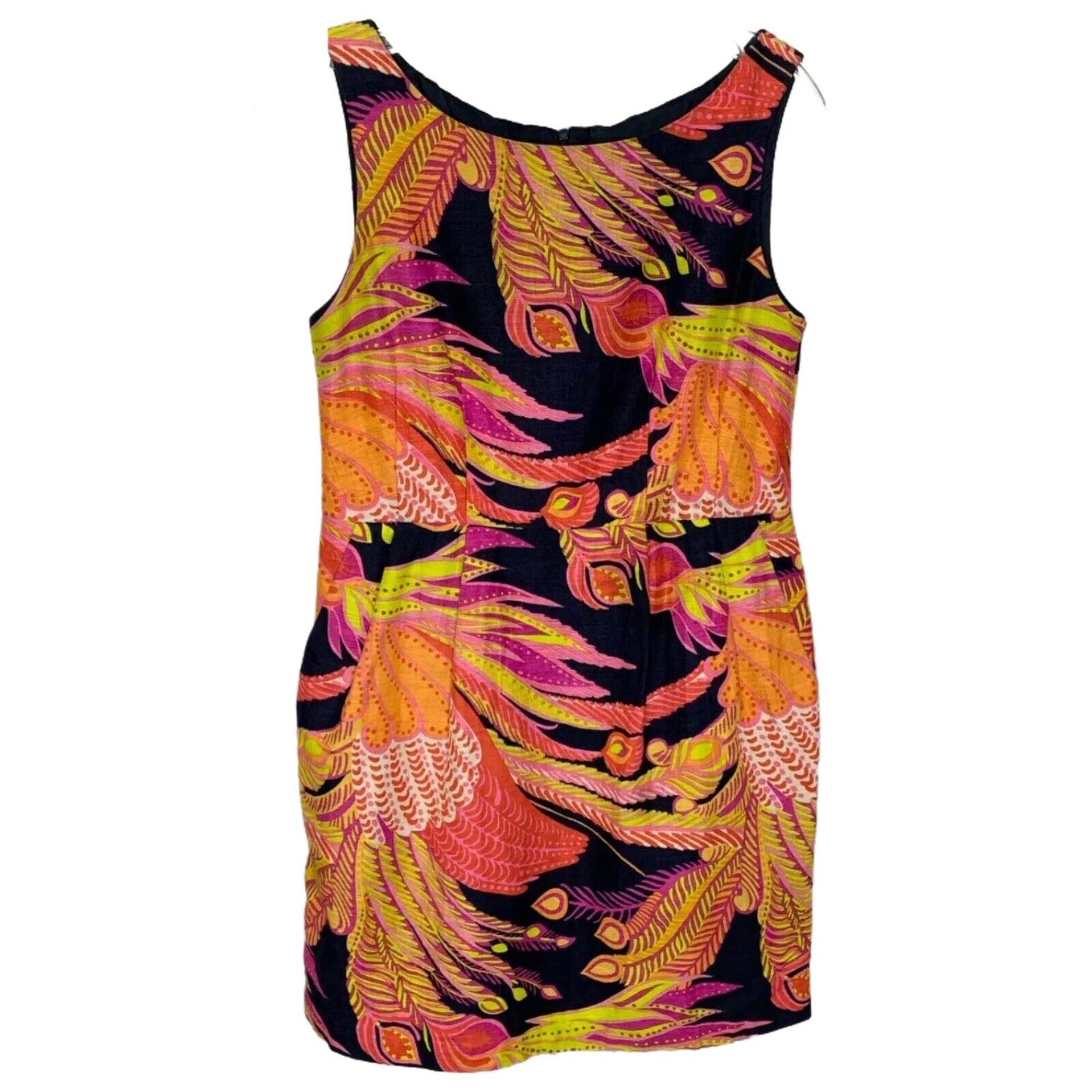 Nanette Lapore Women Dress Sleeveless Beach Sundress Black Orange Yellow Midi 4