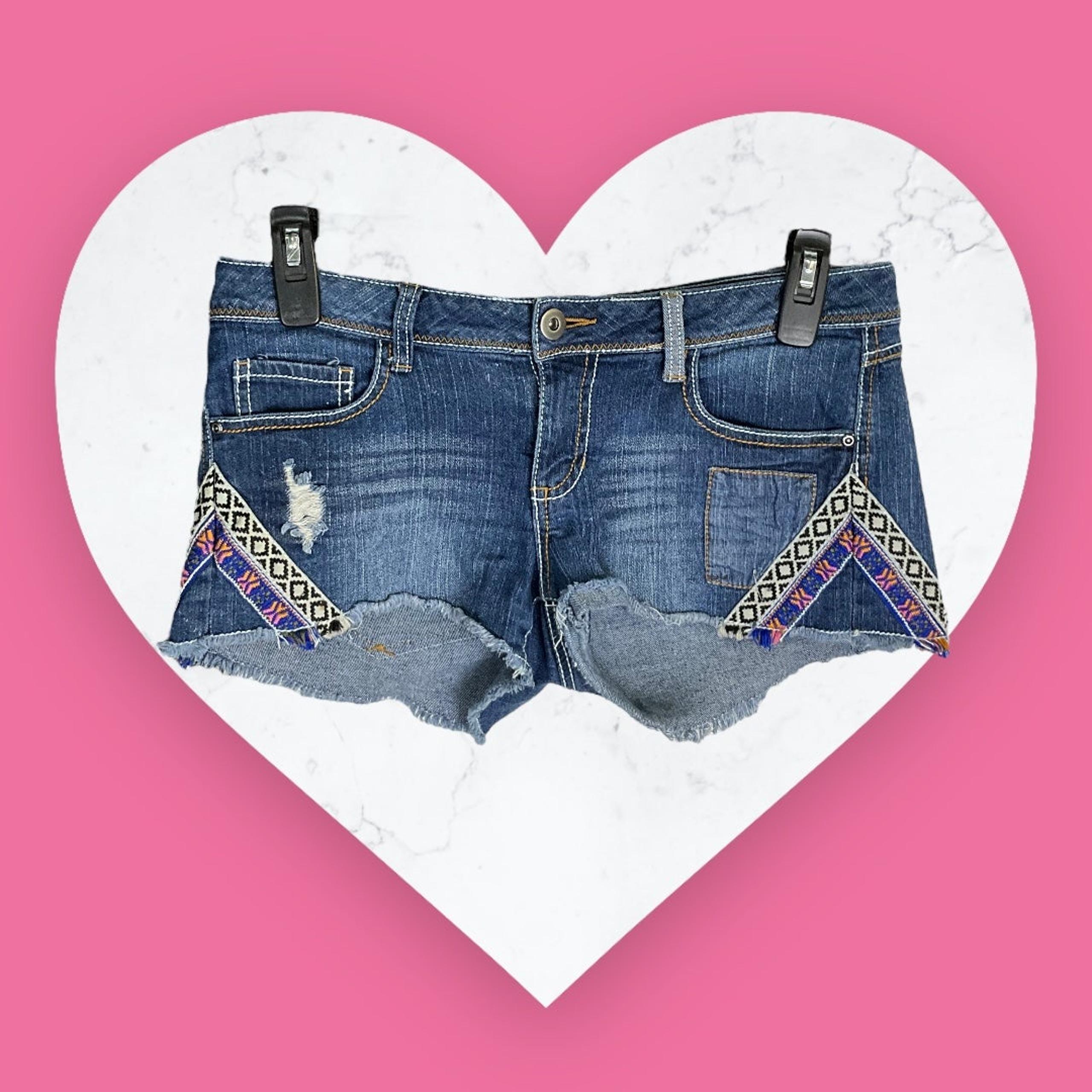 Mudd Ripped Blue Jean Shorts w Frayed Edges & SW Designs Juniors Sz 11