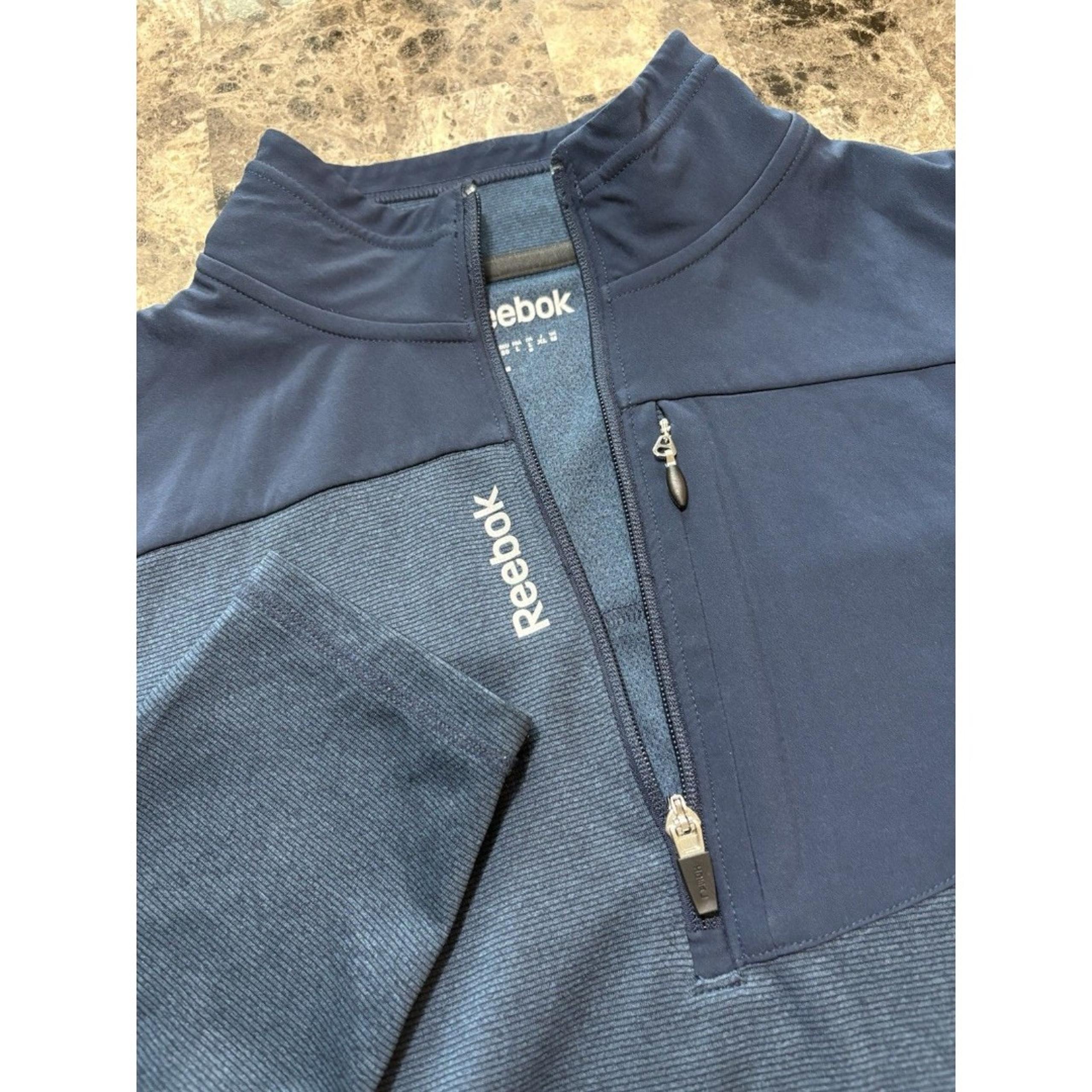 REEBOK  1/4 Zip Pullover Mens M Polyester Stretch Activewear Top Shirt Pocket