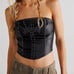 Free People Leather Corset Top Adrianna Crop Black Studs Strapless Size XS NEW