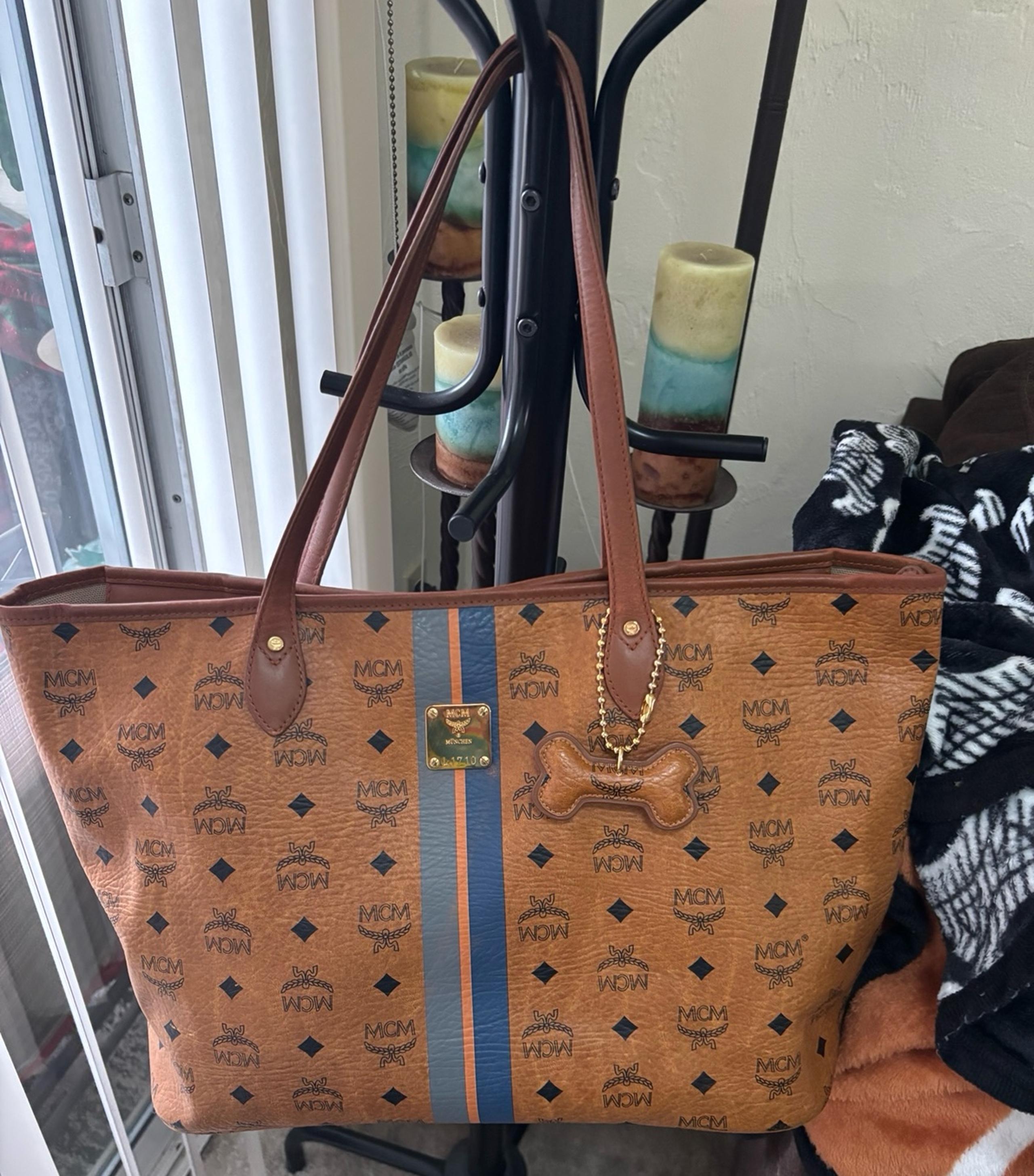 MCM Leather Cognac Visetos Shoulder Bag