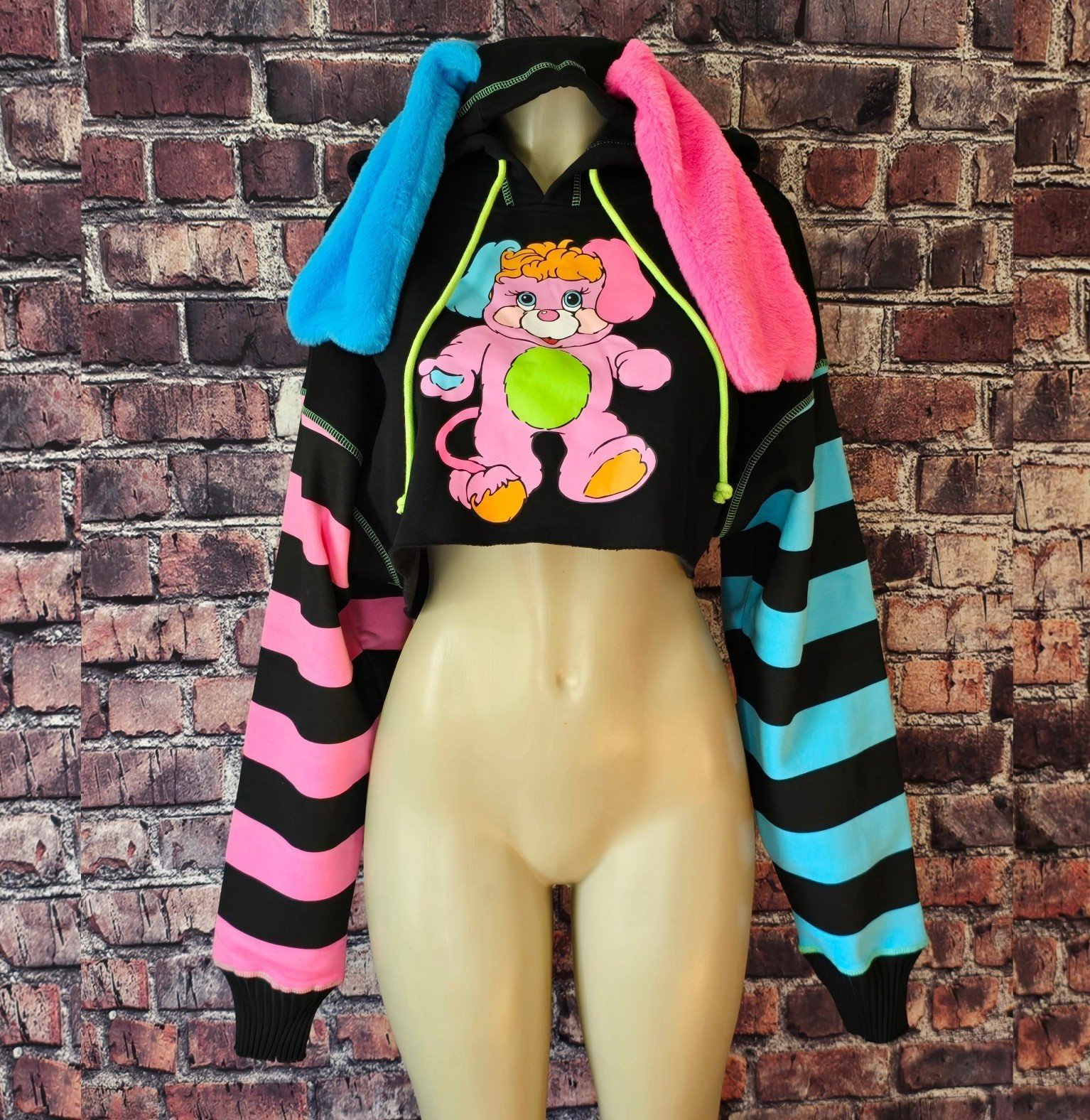 Poppels Faux Fur Cropped Hoodie