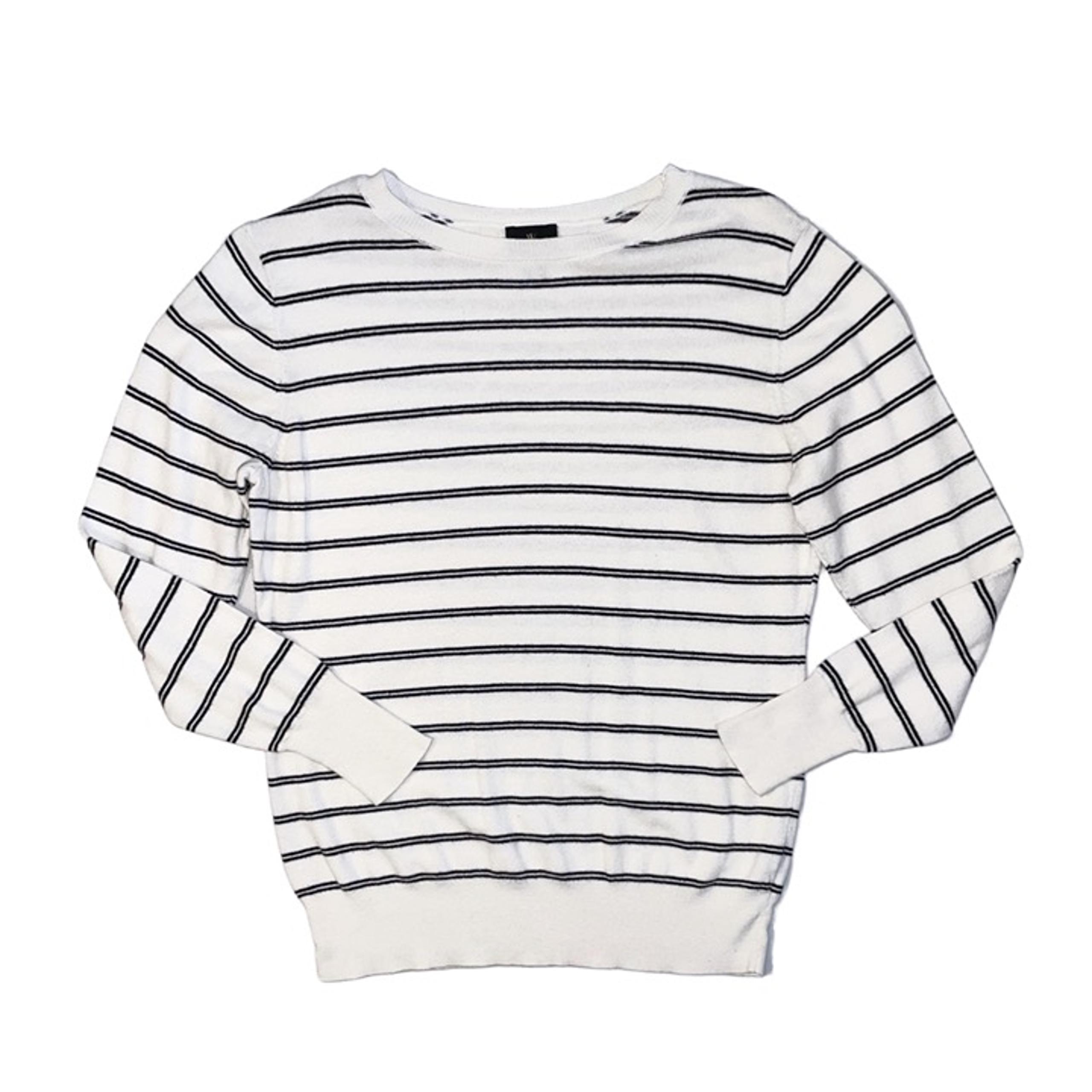 WORTHINGTON Women's White And Black Striped Long Sleeve Sweater