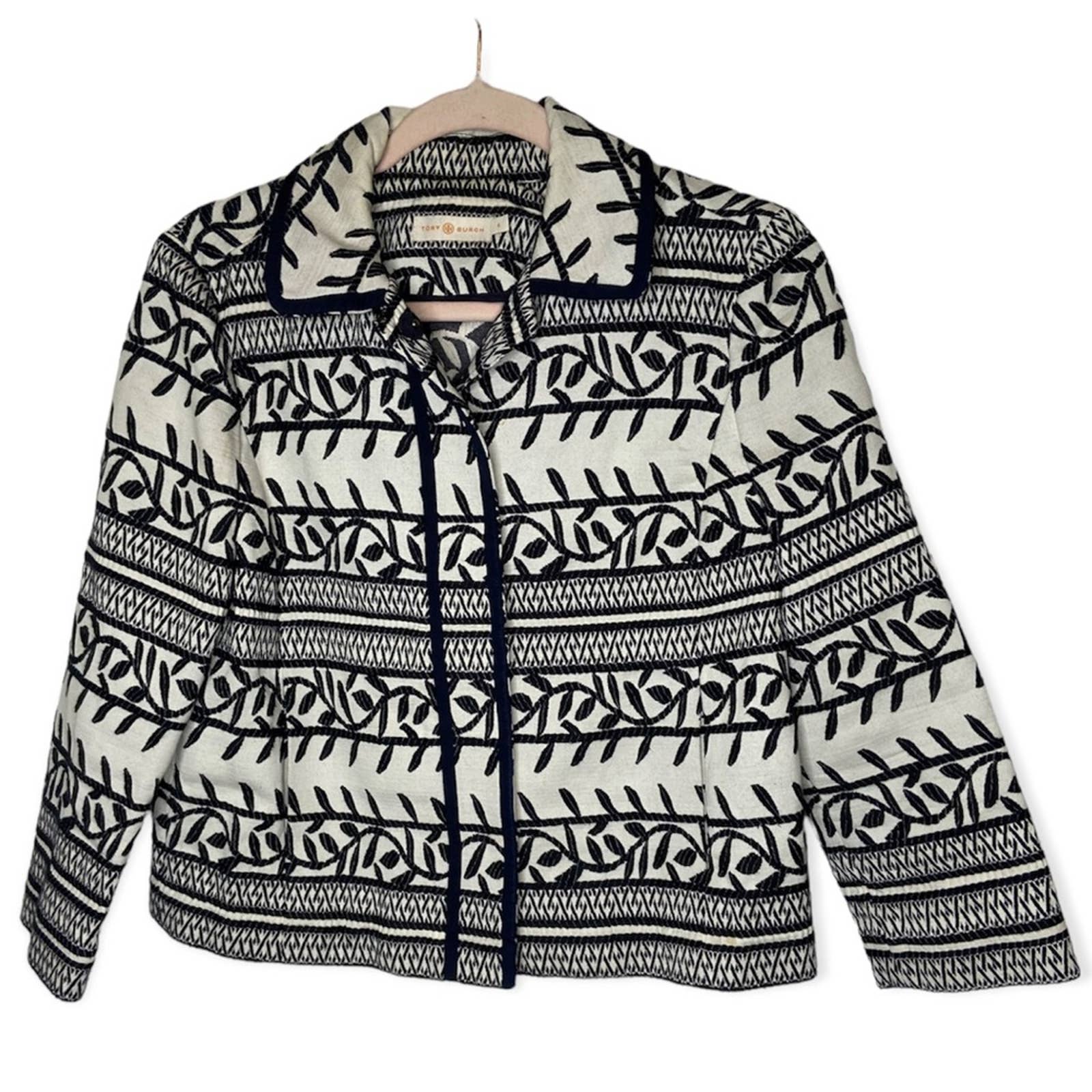 Tory Burch embroidered floral leaves jacket