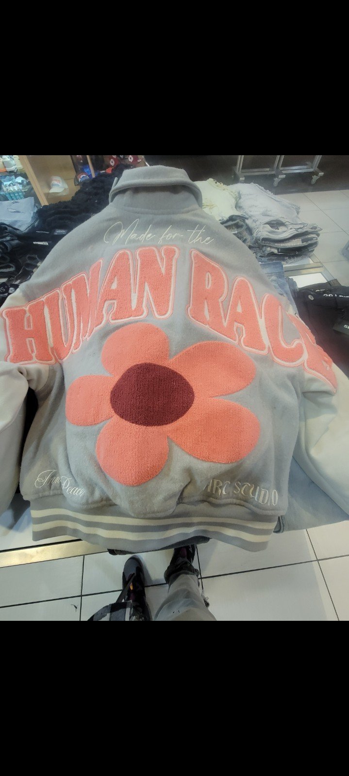 Human race varsity jacket