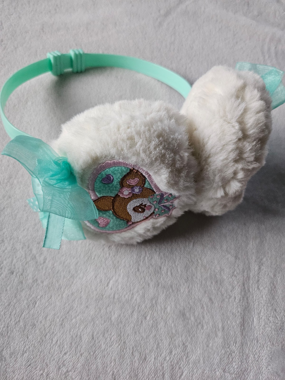 Rare Sanrio Hummingmint Soft Plush Earmuffs headband Adjustable Japan Import New