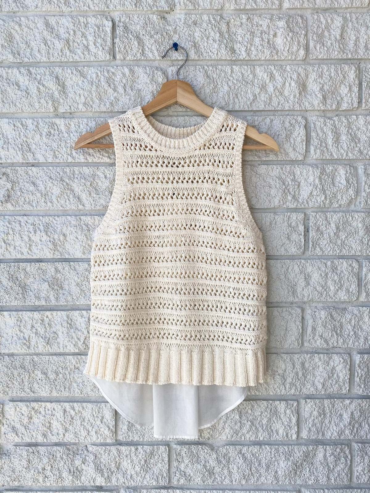 Veronica Beard Sade mixed media tank ivory