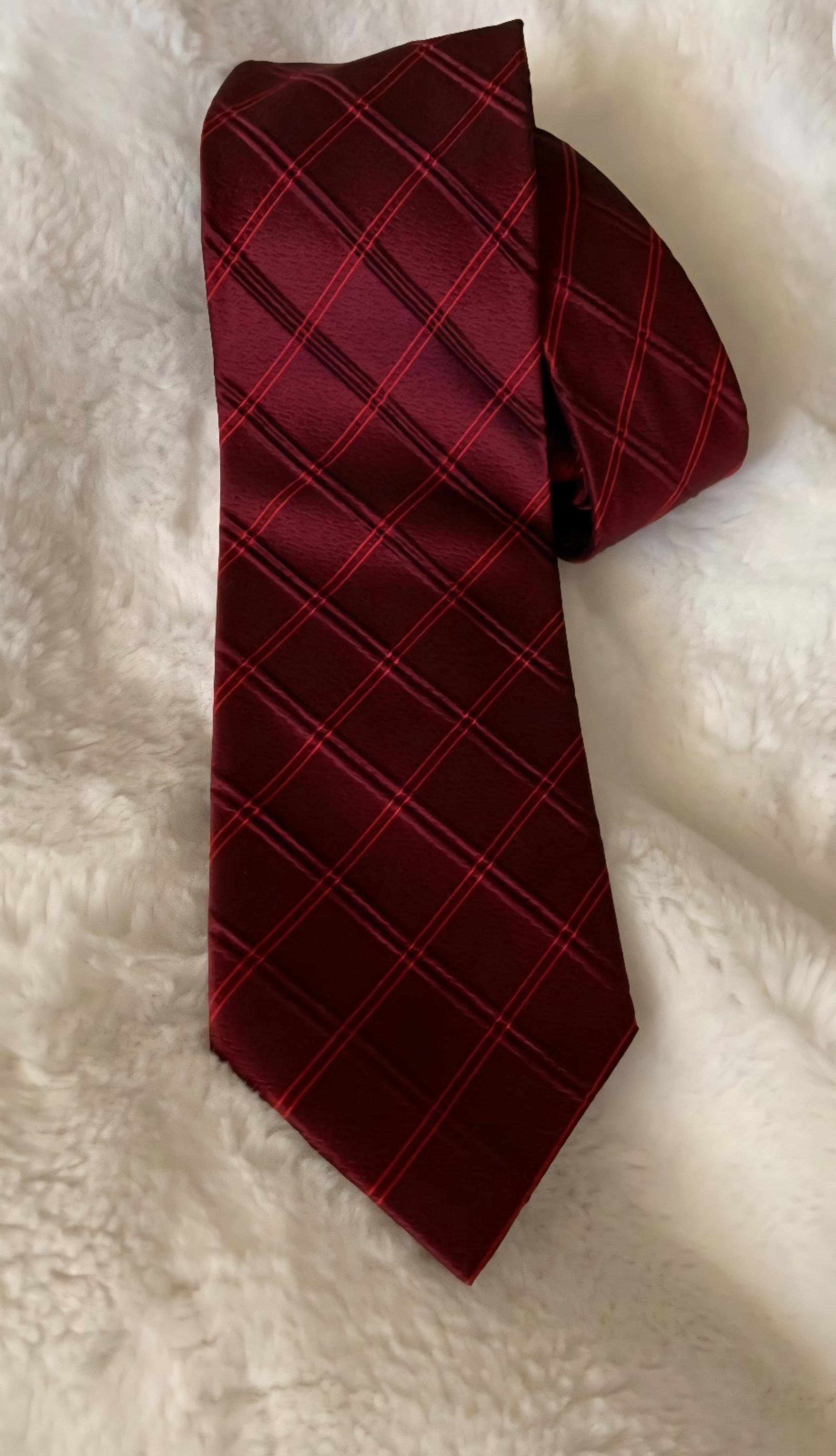 Men's Giorgio Cosani Red Plaid Pattern Tie Pure Silk Hand Made