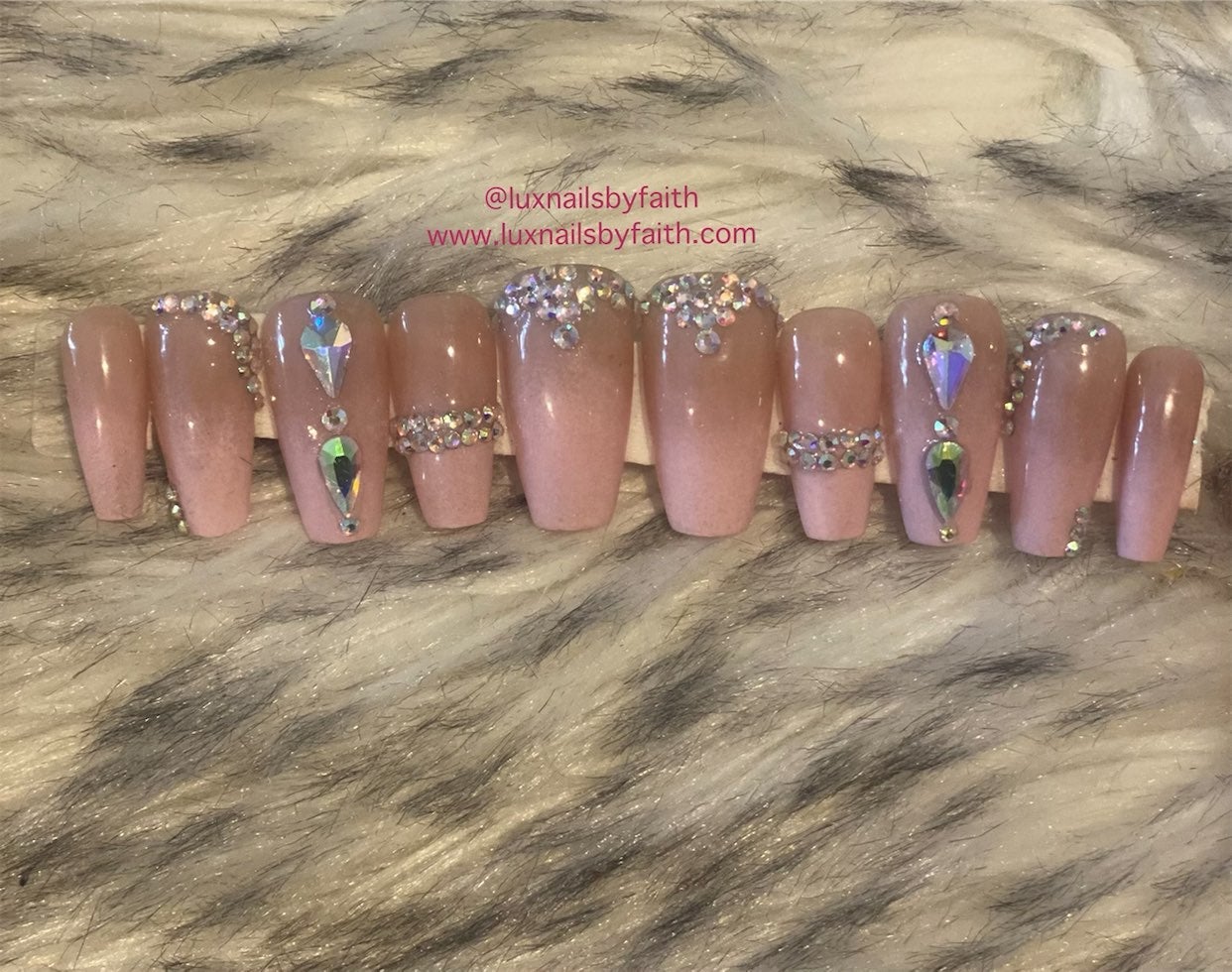 Press on nails ombre bling