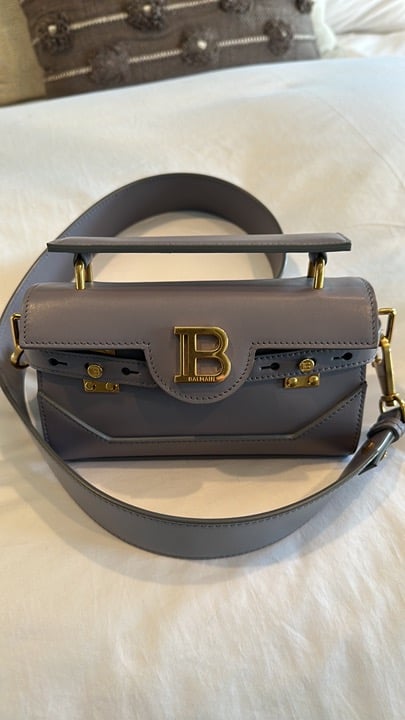 Balmain Bbuzz 19 leather crossbody bag gray MSRP 1750