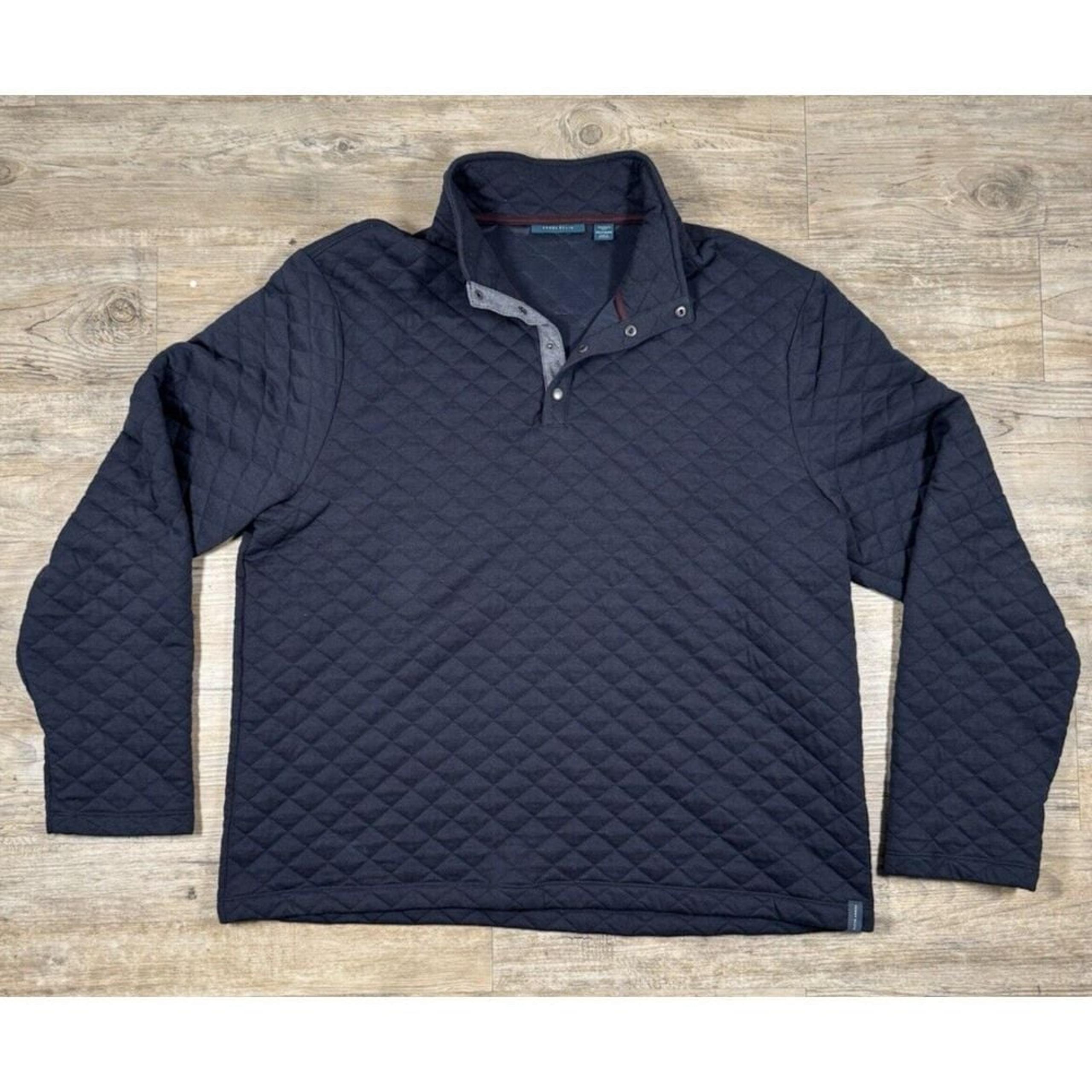 Perry Ellis Men's XXL Quilted Shirt Jacket 1/4 Snap Navy Blue Athletic Golf