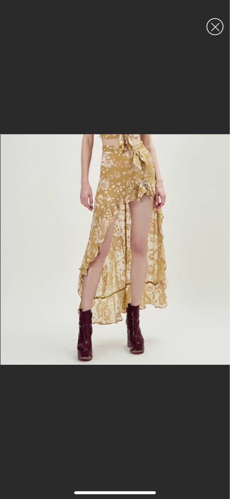 For love & lemons mustard cosmo skirt RARE