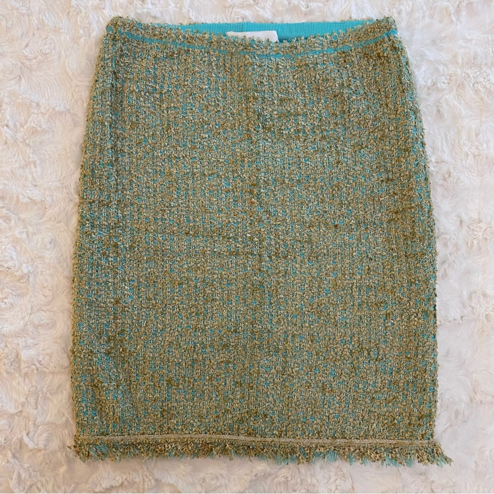 Vintage Escada Tweed Boucle Midi Pencil Skirt Business Elegant Size 4 Womens