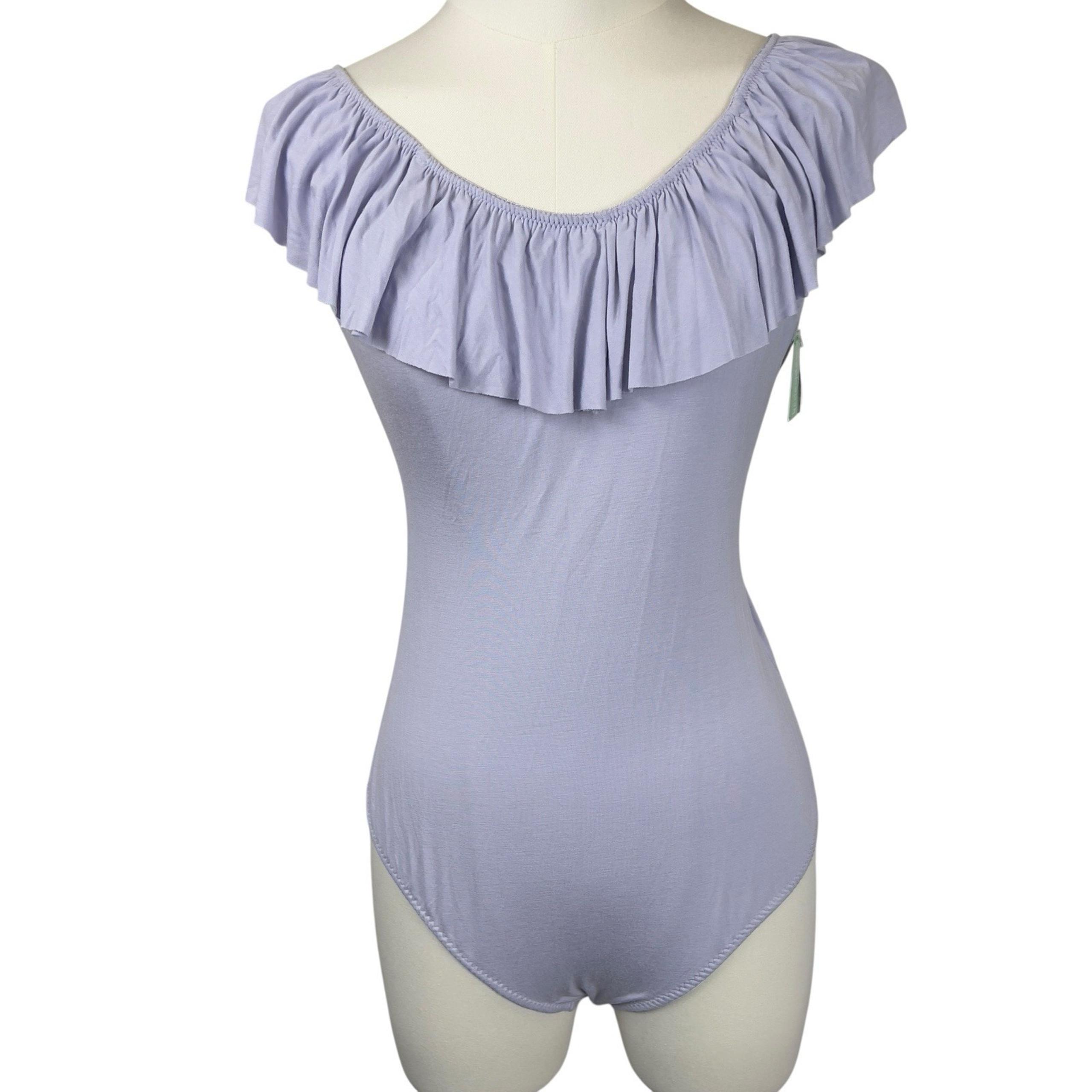 HoneyDew Bodysuit Ruth Jersey Ruffles Low Tide/Lilac Large Y2K Feminine Cottage - Honeydew USA