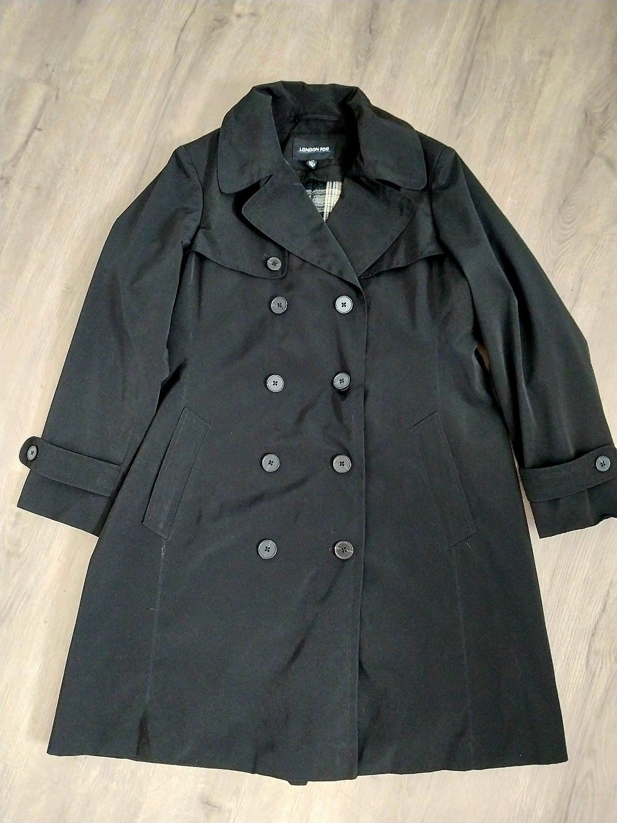 London Fog Black Coat, Double Breasted, Size 1X