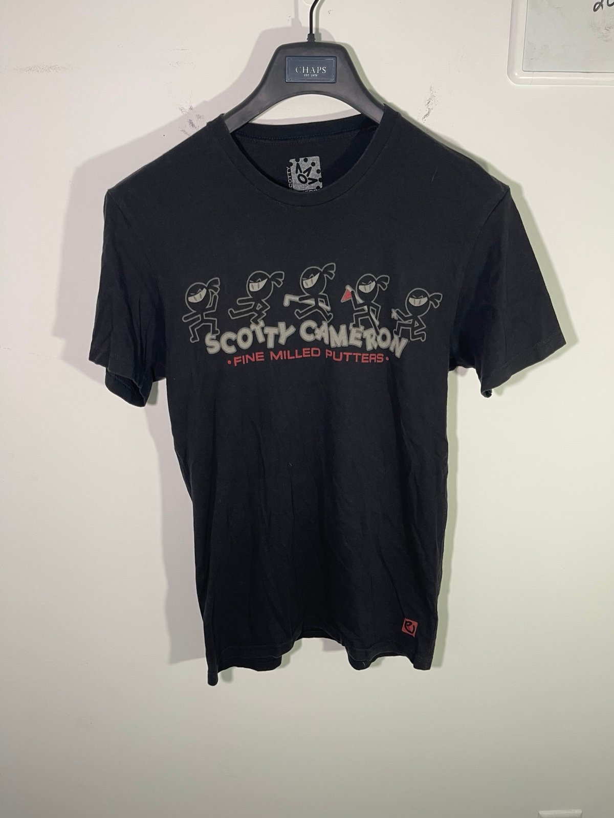 Rare Black & red Scotty Cameron putter graphic golf tee shirt with ninjas S