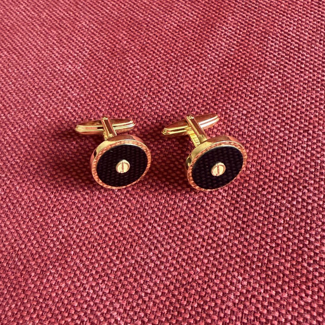 Dunhill Logo Cufflinks and Tie Bar Set, Black and Gold