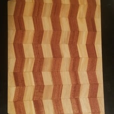 Custom made trapezoid shaped 15.5x11x 10.5 tall 1.25 wavy patern cutting board.