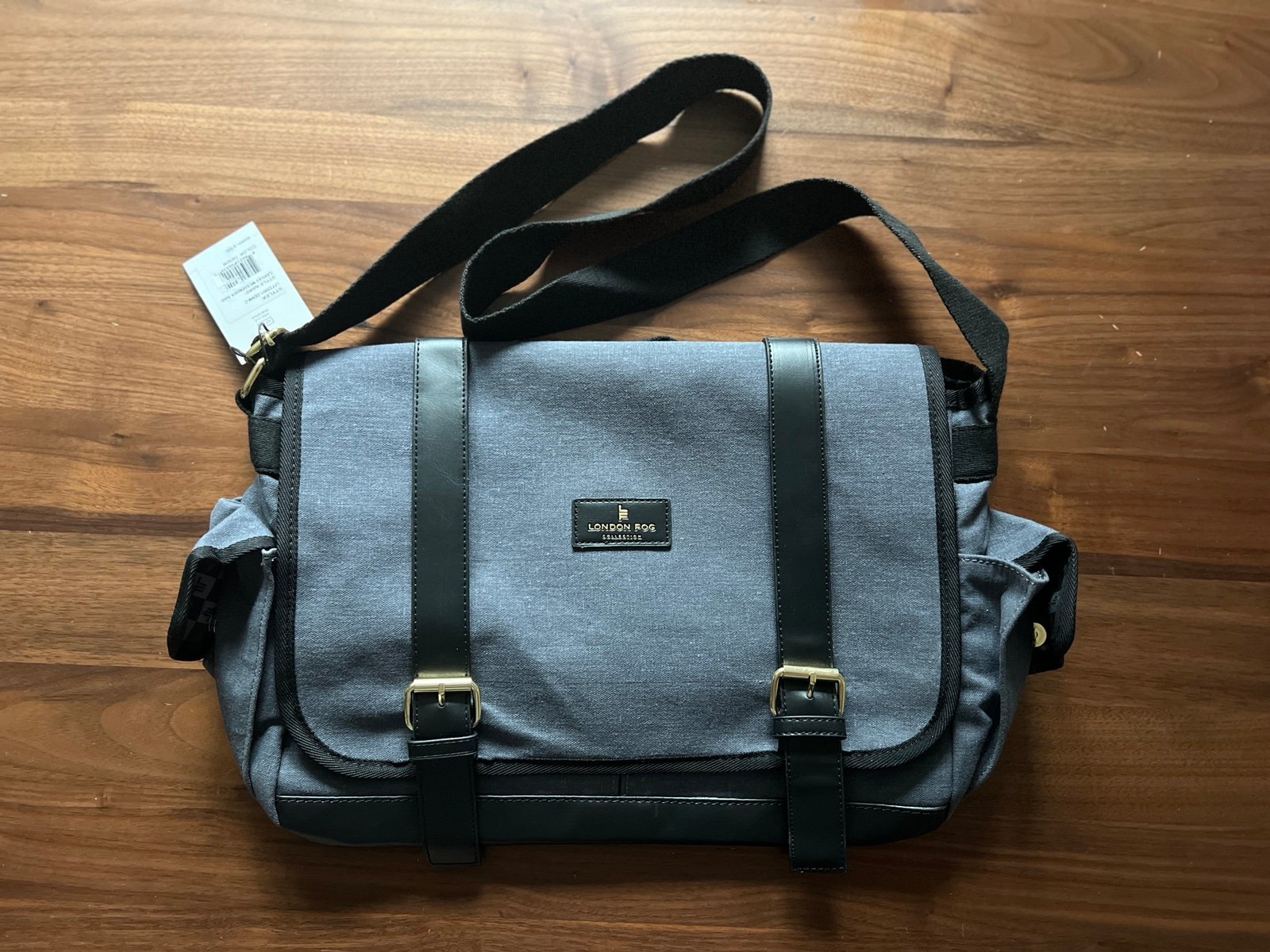 New with tags London Fog messenger laptop bag briefcase buckle accents #0013