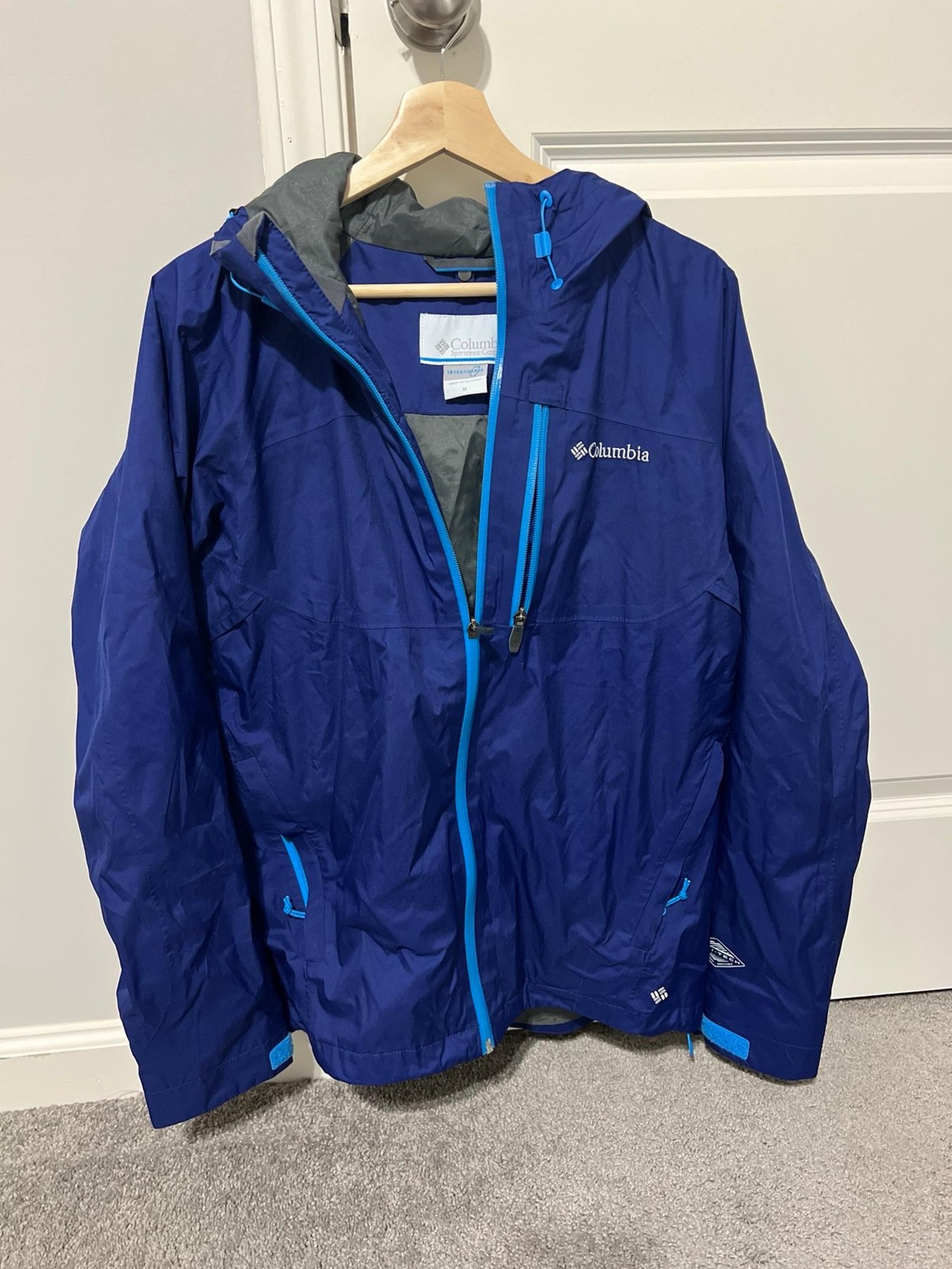 Columbia Men’s Ski Snow Jacket Omni Tech Rain Coat Interchange Blue