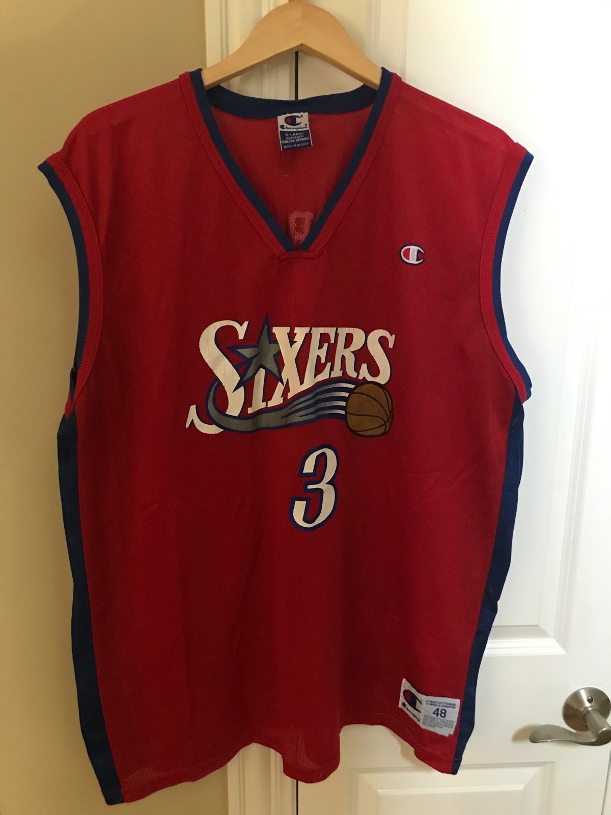Champion Allen Iverson Jersey Size XL 48 Red NBA Sixers Philadelphia 76ers Adult