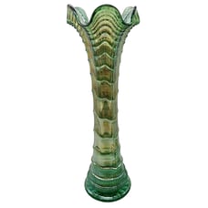 Imperial Glass Carnival Ripple Helios Vase Green 11 Tall