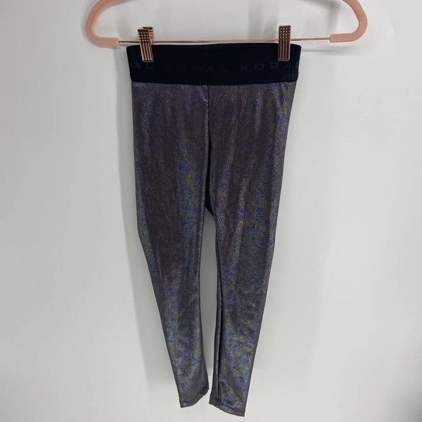 Koral rainbow sparkle metallic ribbed midrise 7/8 length legging womens xs nwot