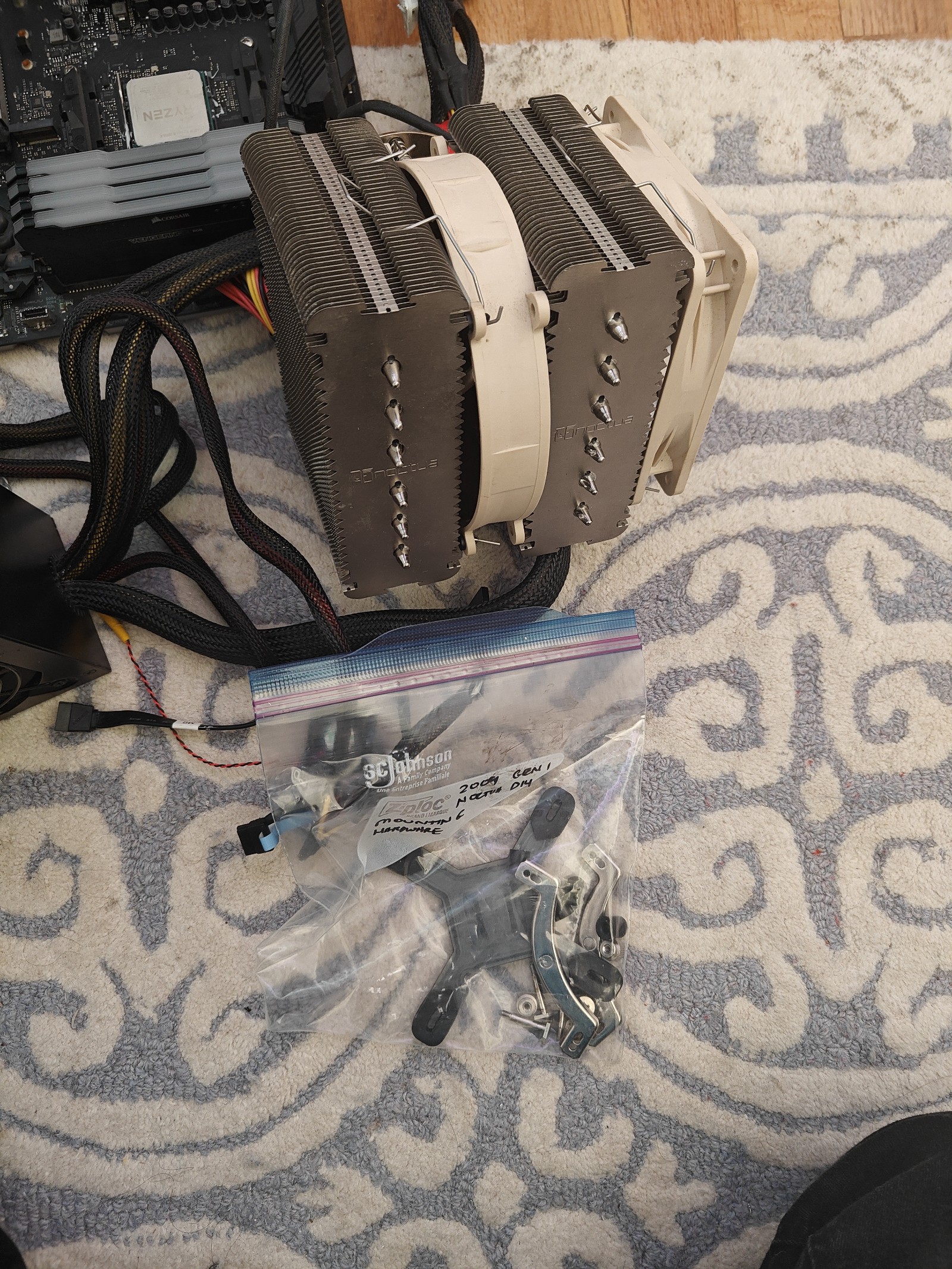 Huge noctua D14 CPU cooler with unlimited free mounting hardware