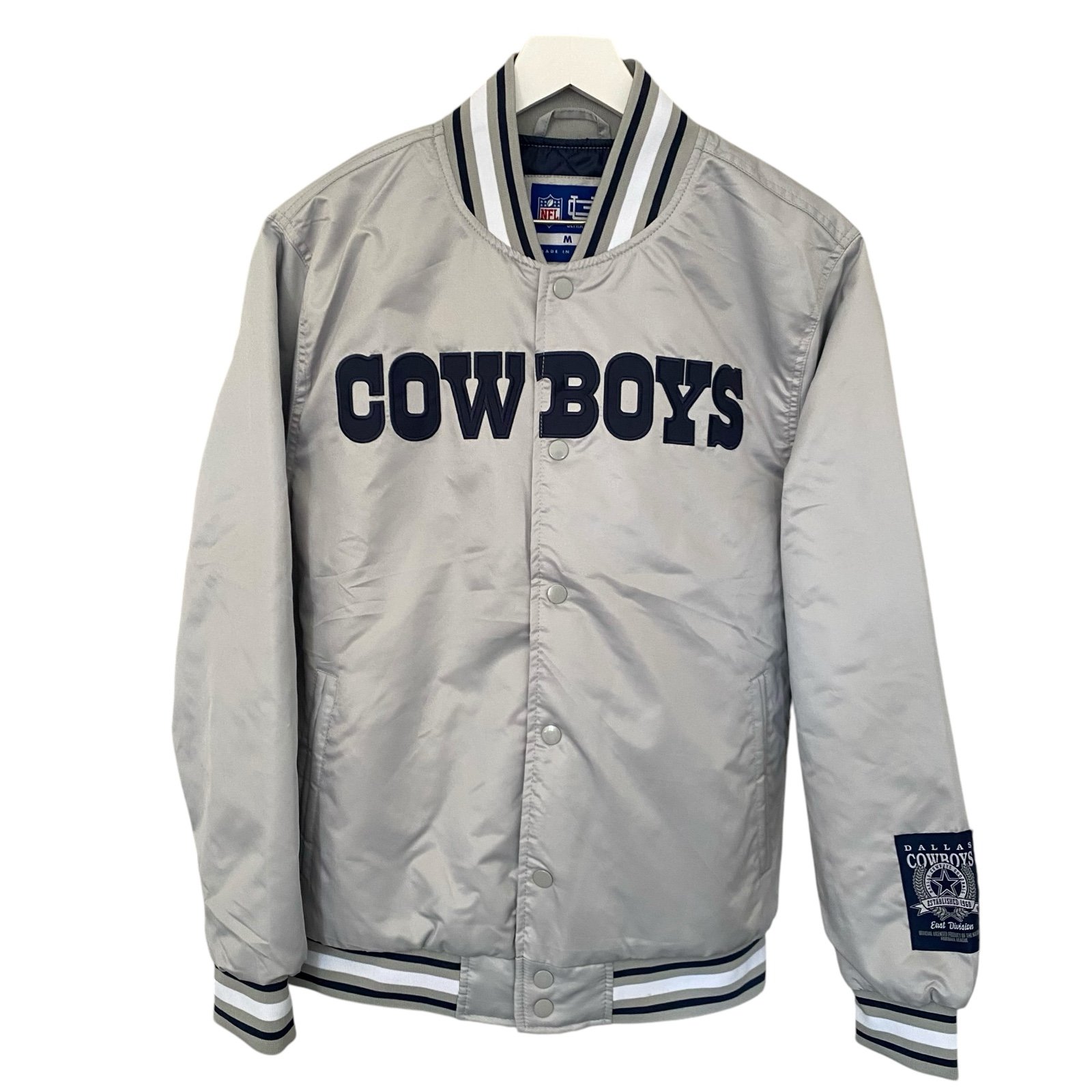NWT Dallas Cowboys NFL Ultra Game Full Snap Satin Bomber Jacket Men Size Medium