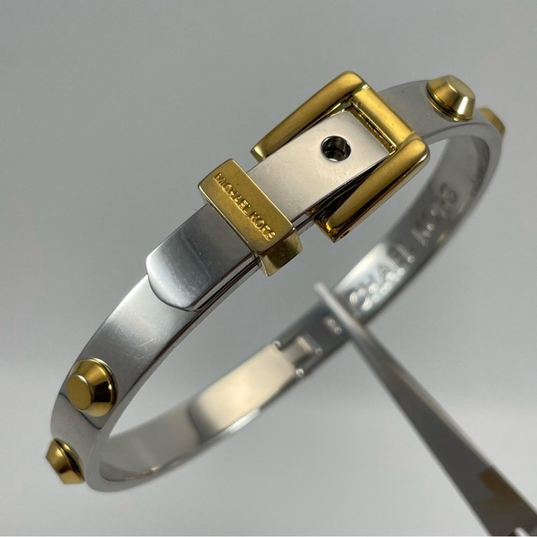 Michael Kors Two-Tone Colby Buckle Bangle Bracelet 6” Classic Statement Fashion