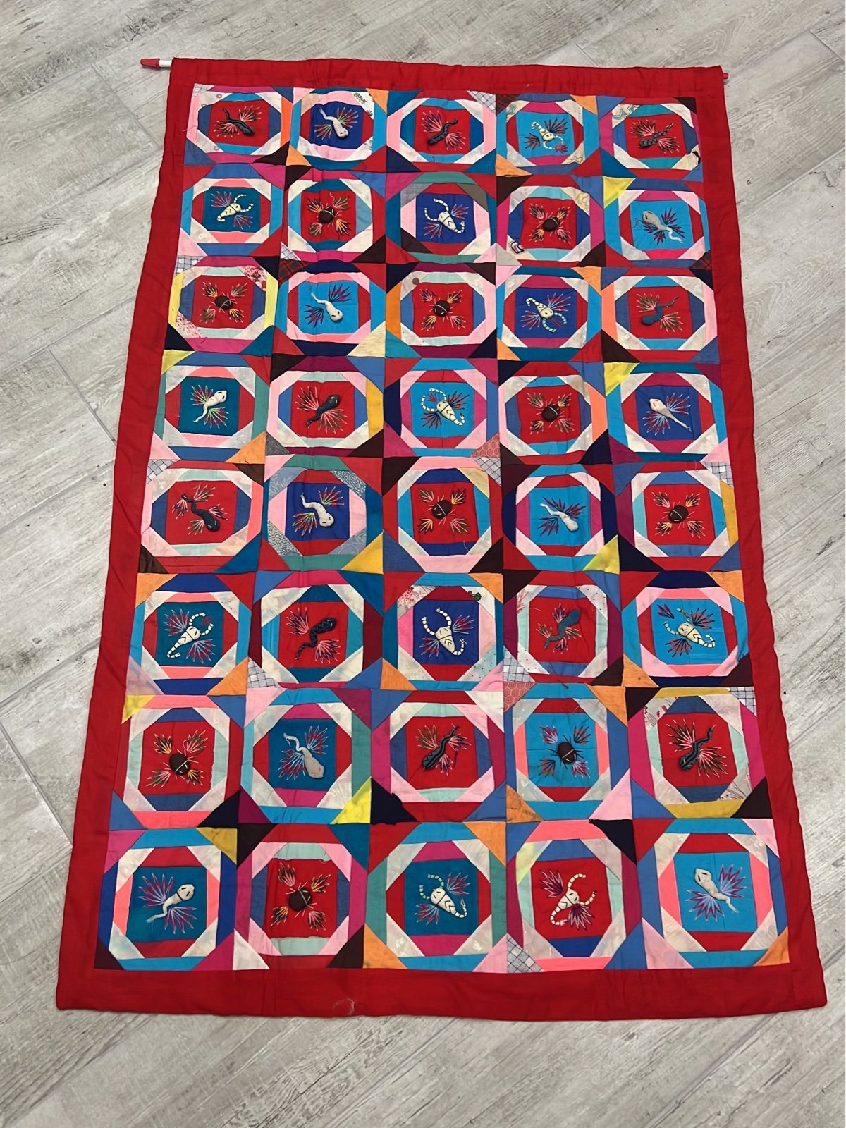 Vintage folk art Chinese quilt, Hand made quilt, vintage quilt, children’s quilt