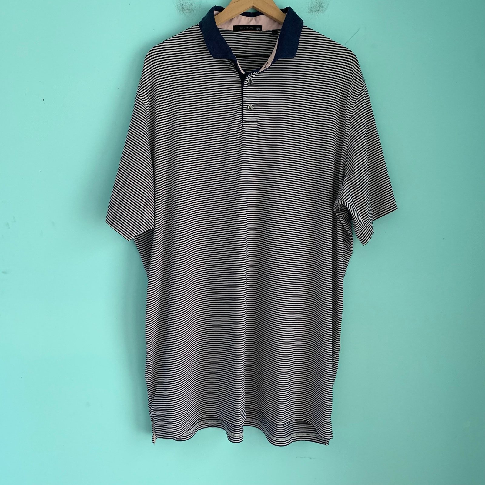Greyson Men Golf Stripe Performance Wicking UV Short Sleeve Tech Polo Shirt XXL