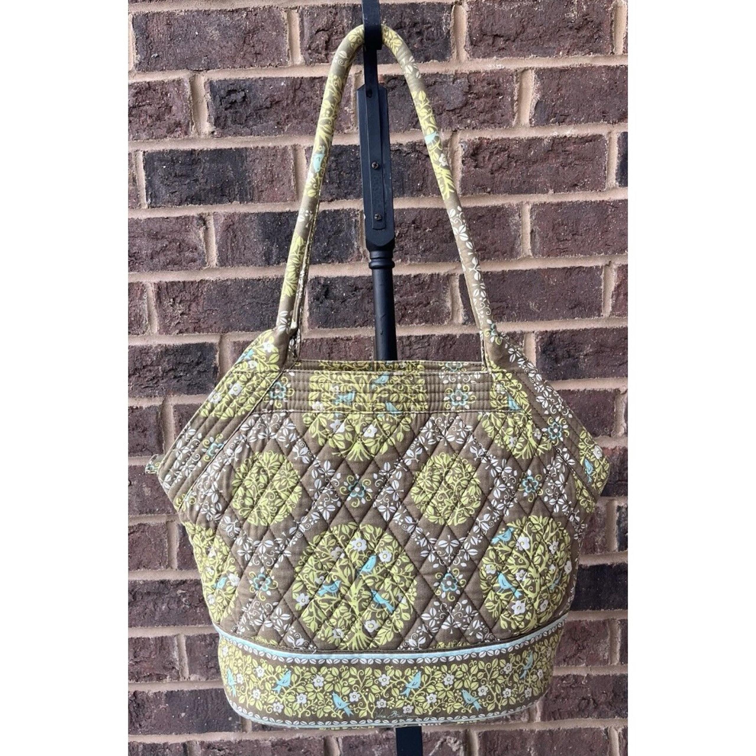 Vera Bradley Sitting in a Tree Quilted Shoulder HandBag Yellow Brown Blue Bird