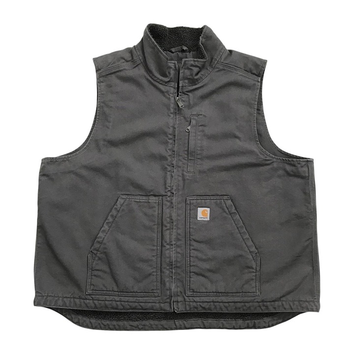 Carhartt Sherpa Lined Vest 2XL XXL Gray Mock Neck Duck Canvas Full Zip 104277