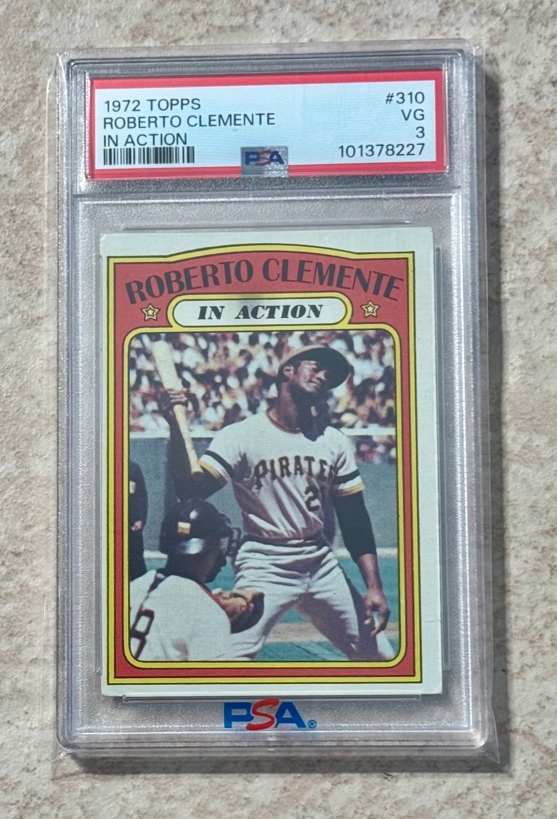 1972 TOPPS IN ACTION #310 ROBERTO CLEMENTE PSA 3 PITTSBURGH PIRATES