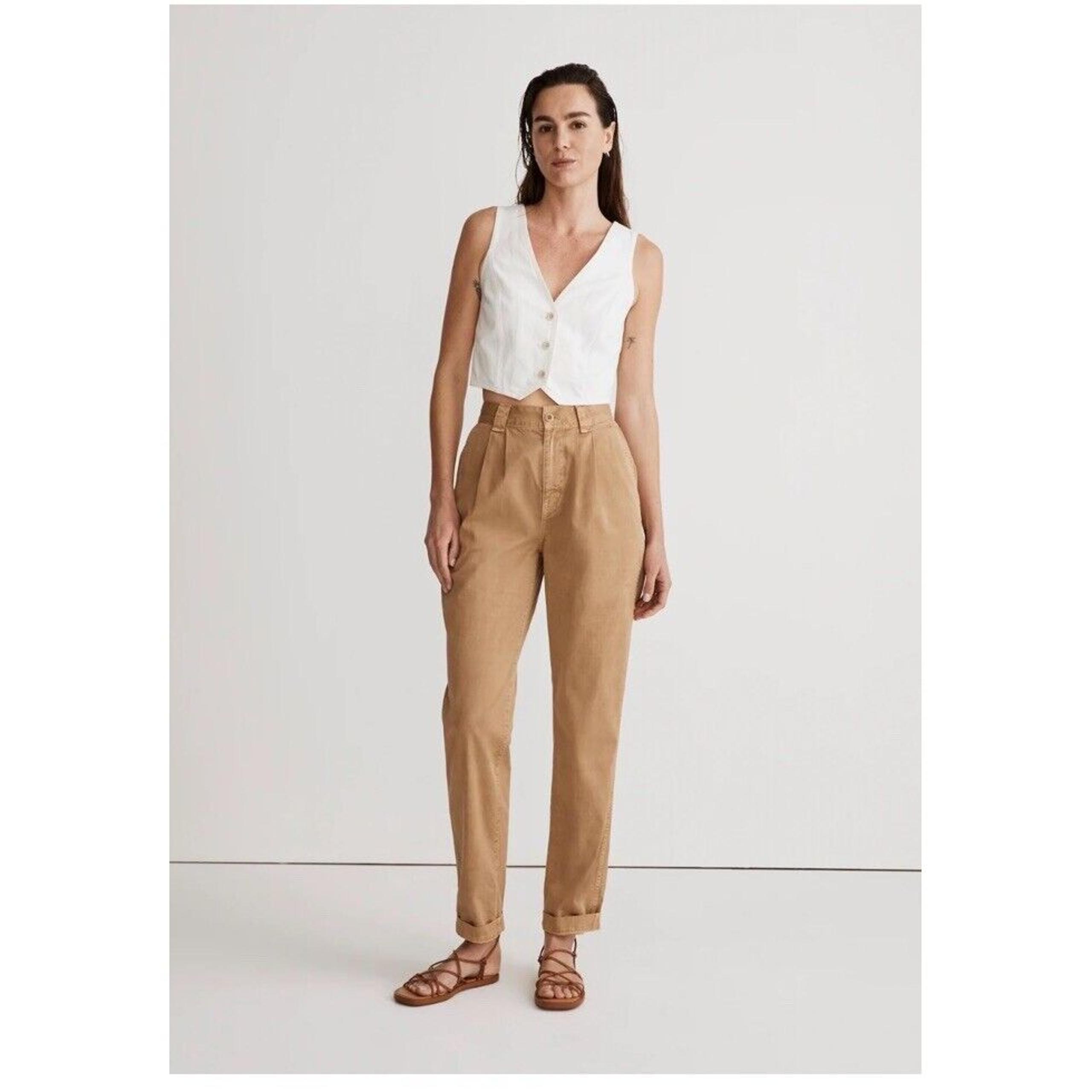 Madewell Tapered Chino Women's Pants Size 29 Seed Khaki Pleated Dress Casual