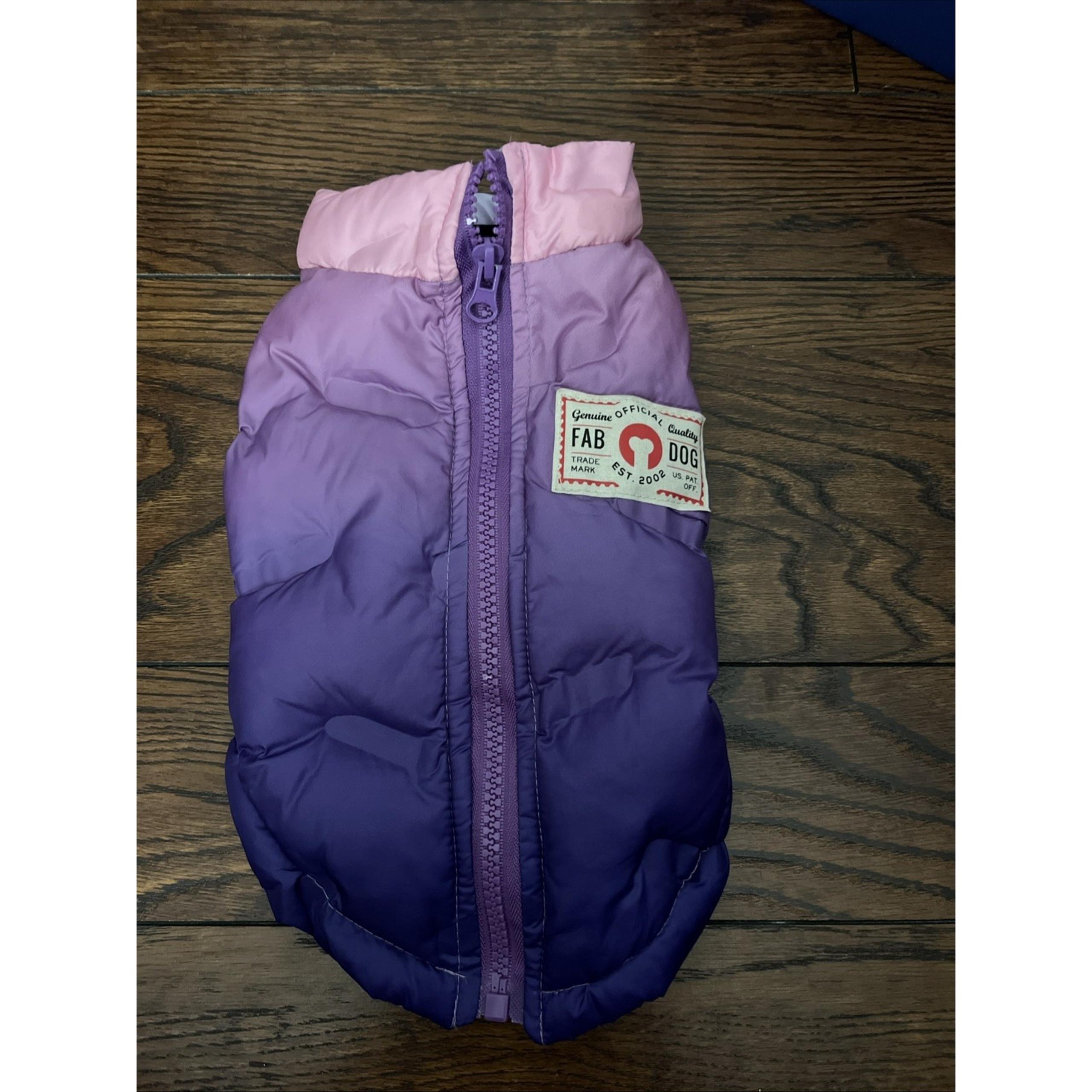 FabDog Pet Quilted Dog Puffer Jacket XS Pink Gradual to Purple Ombré