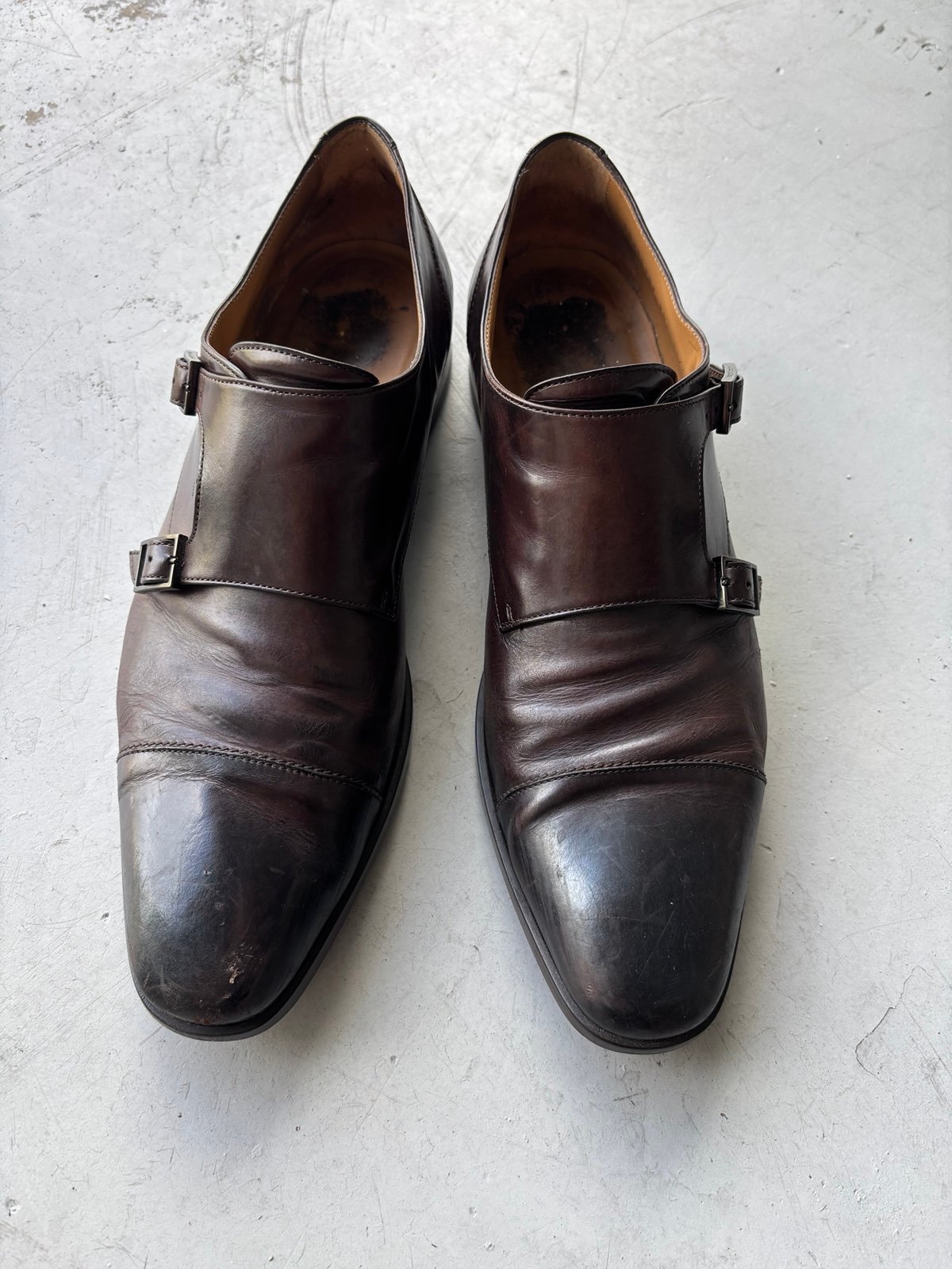 Hugo Boss Brown Leather Double Monk Strap Dress Shoes
