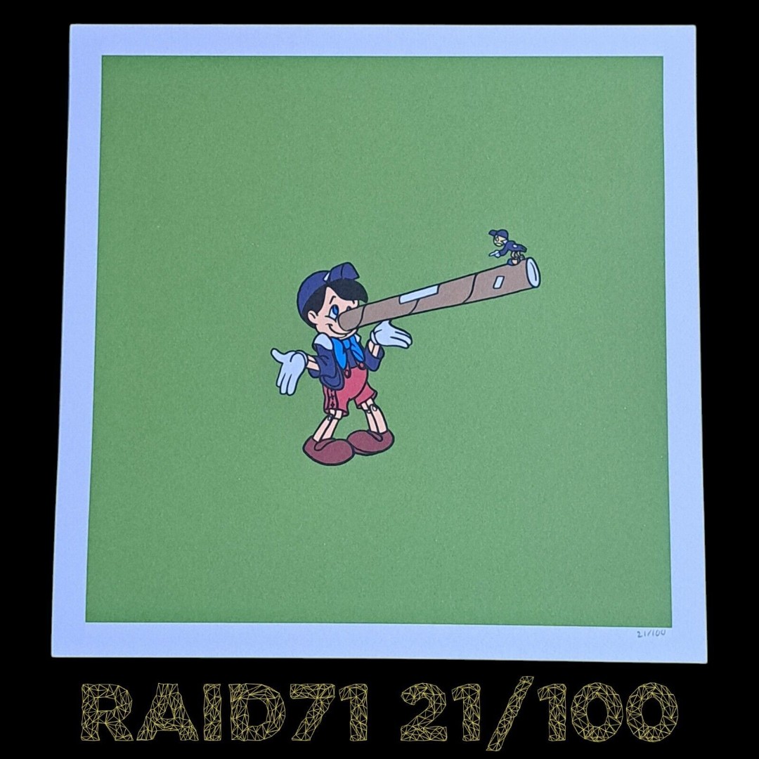 Raid71 Pinocchio 10 x 10 Art Print Limited Edition 21/100 BNG Tubes Disney