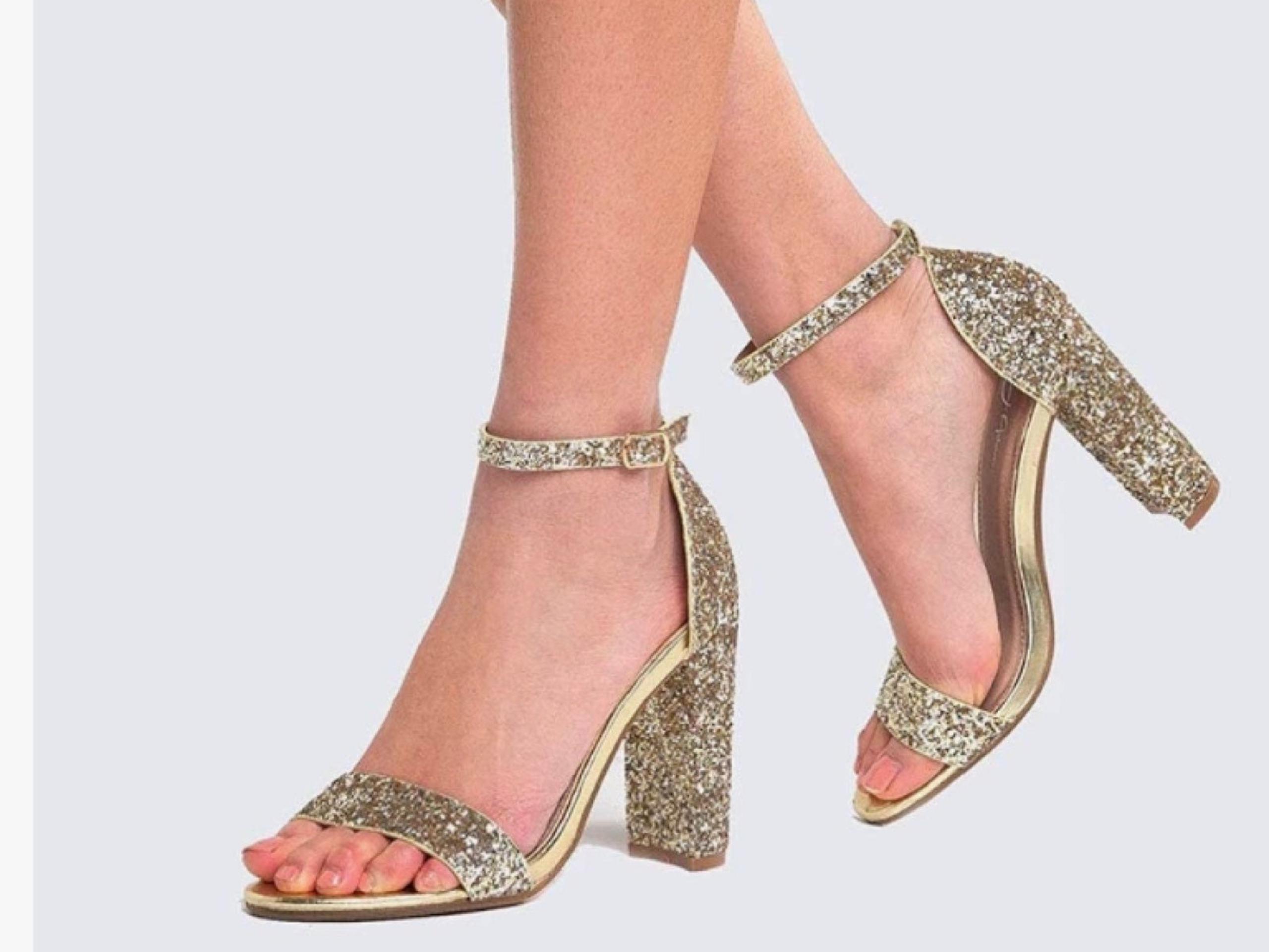 J Adams Ankle Strap High Heel Dressy glitter  Sandals