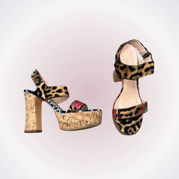 Antica Sartoria dolce gabbana print look block heel sandals | Sz 39