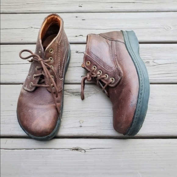 Birkenstock Footprints Carson Distressed Brown Leather Lace Up Ankle Boots 9