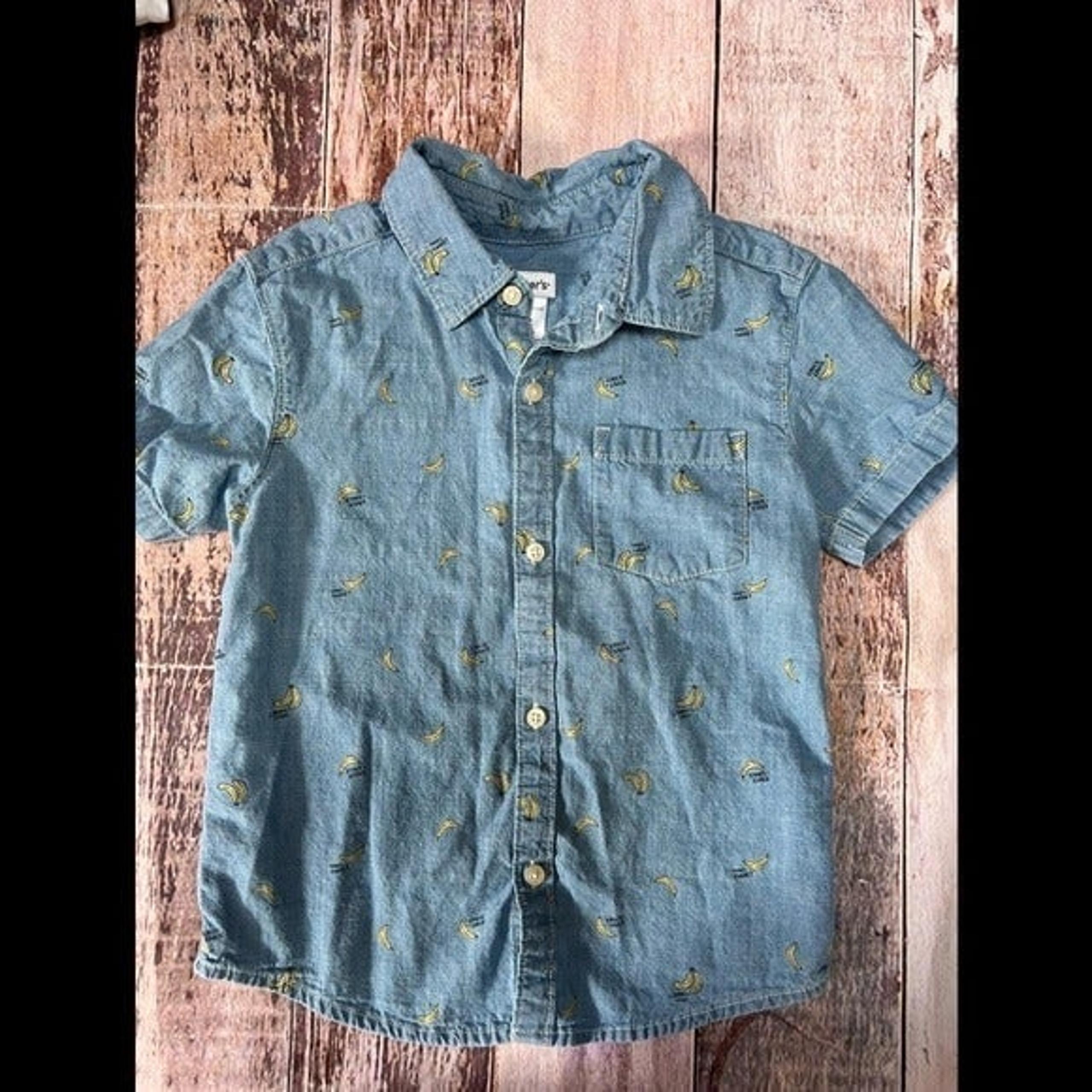 Carter's gingham Knock Knock bananas short sleeve button down size 5T
