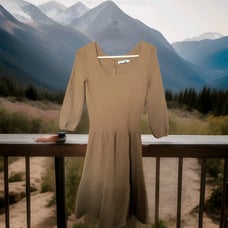 Boden Women's Libby Textured Brown Sweater Dress Cotton Blend With Wool Size 6 R