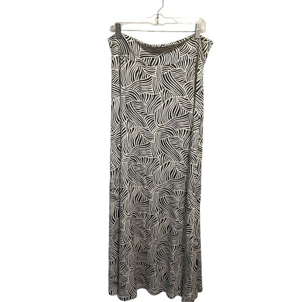 Rachel Pally Womens Black/Ivory Abstract Print Knit Stretch Maxi Skirt Sz lg