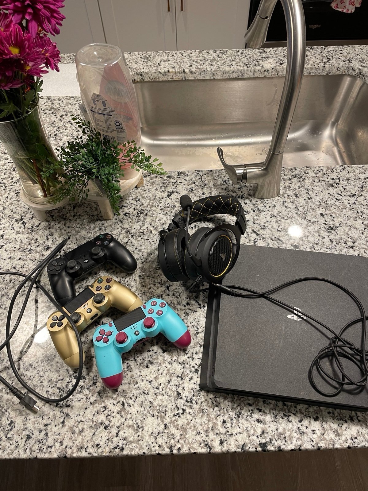 PlayStation 4 with Headset and controllers