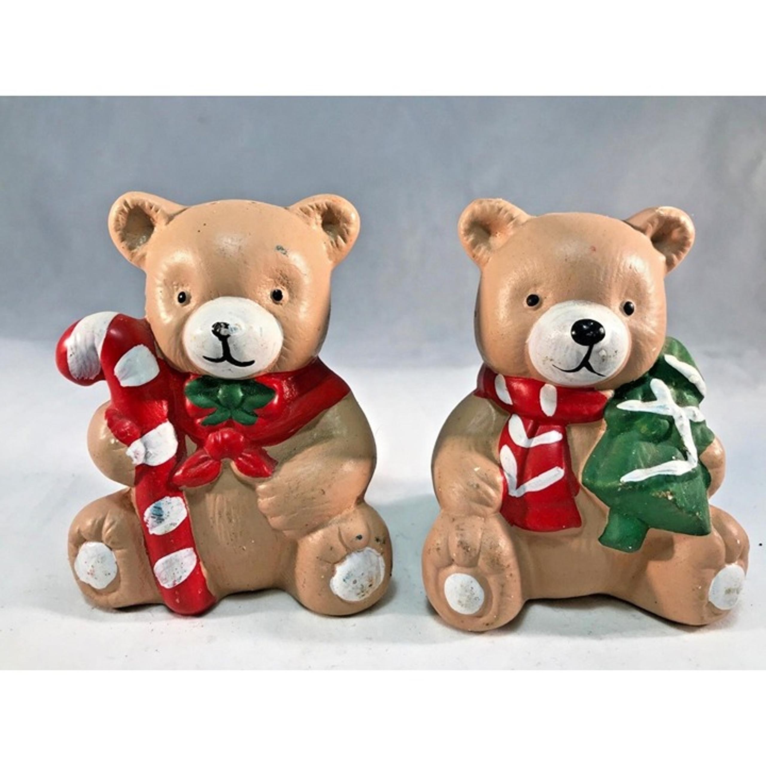 Vintage Holiday Teddy Bear Salt and Pepper Shakers